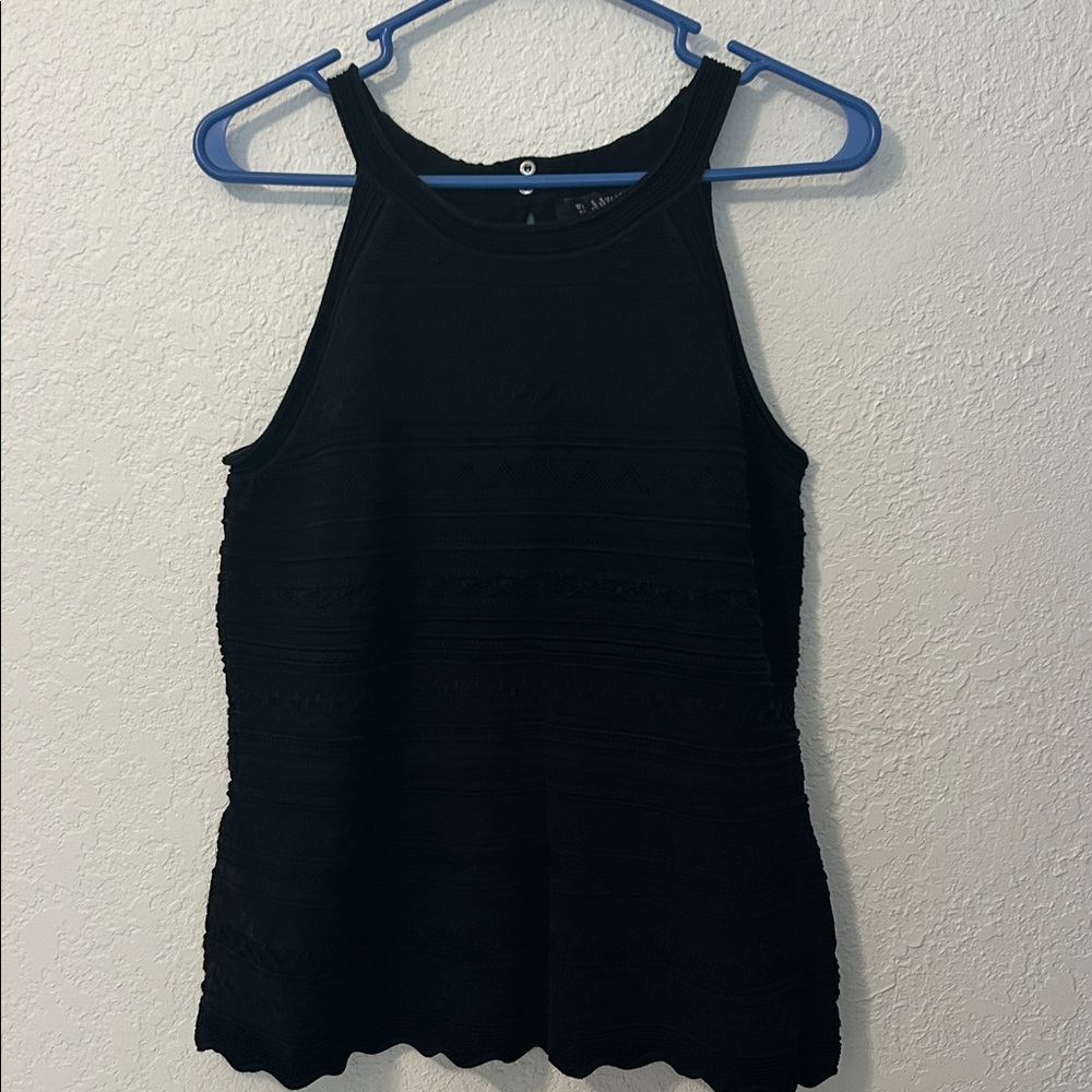 White House Black Market Textured Black Tank Top